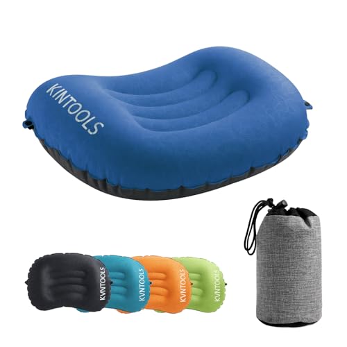 Camping Pillow-Compressible, Ultralight Inflatable,Compact, Comfortable, Ergonomic Inflating Pillows for Neck & Lumbar Support While Camp, Hiking(Navy Blue,with Anti Slip Straps) - color: Navy Blue