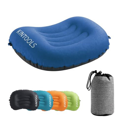 Camping Pillow-Compressible, Ultralight Inflatable,Compact, Comfortable, Ergonomic Inflating Pillows for Neck & Lumbar Support While Camp, Hiking(Navy Blue,with Anti Slip Straps) - color: Navy Blue