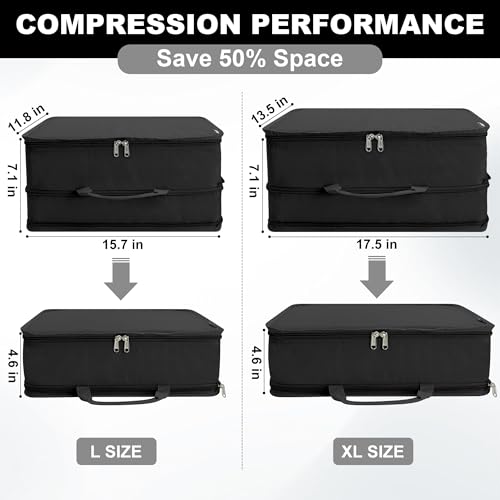 Compression Packing Cubes Travel Packing Suitcase Organizer Bags, Black - color: Black, size: Large