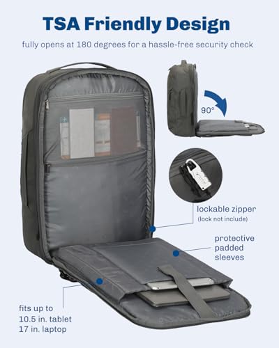 Hynes Eagle Travel Backpack TSA Personal Item Bag Flight Approved Dark Grey - color: Dark Grey