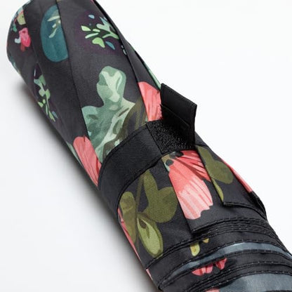 Whimsical Paw Print Compact Small Folding Travel Umbrella Auto Open Close - color: Floral Pawscape