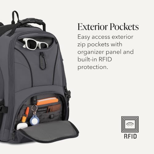 SwissGear Sion Softside Expandable Spinner Luggage Durable Lightweight Travel Suitcase, Dark Grey, 2-Piece Set (Carry-On/Backpack) - color: Dark Grey, size: 2-Piece Set (Carry-On/Backpack)