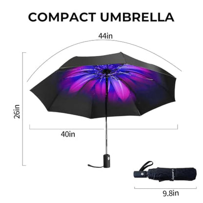 LLanxiry Compact Travel Umbrella, Windproof Automatic Umbrellas for Rain - color: Orchid (Auto)