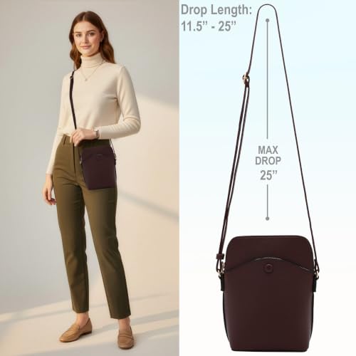 Solene Small Crossbody Bag with Gold Hardware, Mini Shoulder Purse with Adjustable Strap - color: Coffee