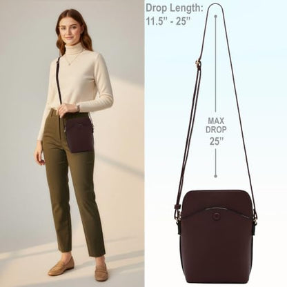Solene Small Crossbody Bag with Gold Hardware, Mini Shoulder Purse with Adjustable Strap - color: Coffee