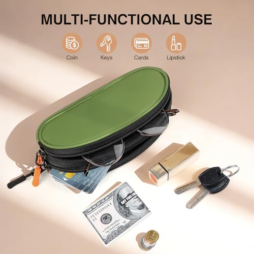 Marvolia Double Glasses Case Large Soft Eyeglass Case for Women Men - color: Green
