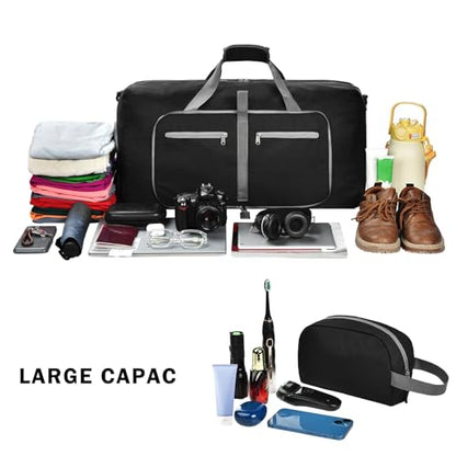 Felipe Varela Foldable Duffle Bag for Travel Weekend Overnight Gym Camping - color: A Black, size: 115L