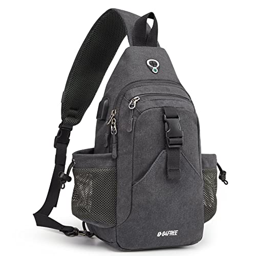 G4Free Canvas Crossbody Sling Bag with RFID Blocking for Women Men - color: Dark Grey