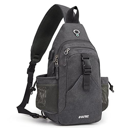 G4Free Canvas Crossbody Sling Bag with RFID Blocking for Women Men - color: Dark Grey