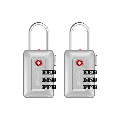 BV TSA Accepted Luggage Travel Lock, Set-Your-Own Combination Lock for School Gym Locker, Luggage Suitcase Baggage Locks, Filing Cabinets, Toolbox, Case (Silver, 2 Pack) - color: Silver