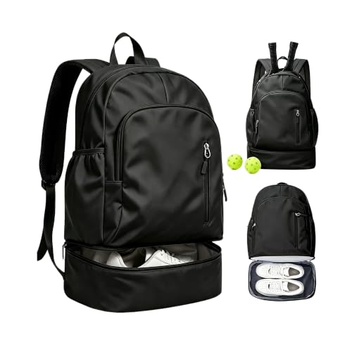 BJLFS Small Black Gym Backpack for Women Men, Waterproof Gym Track Bag with Expandable Shoe Compartment, Lightweight Mini Casual Daypack Sports Back Pack for Travel Hiking Dance Yoga Fitness Track - color: Black