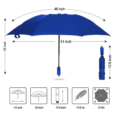 LANBRELLA 컴팩트 리버스 접이식 우산 자동 방풍 여행용 우산 - color: C2.7 로열 블루, size: 46인치