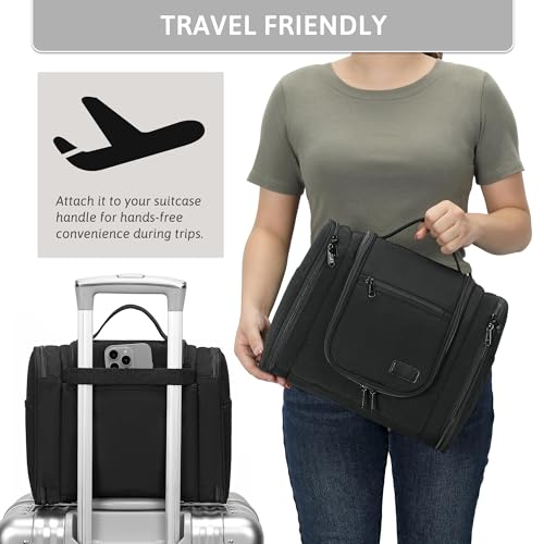 Pearl Angeli Hanging Travel Toiletry Bag for Women, Large Makeup Organizer - color: Black