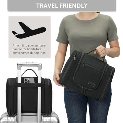 Pearl Angeli Hanging Travel Toiletry Bag for Women, Large Makeup Organizer - color: Black