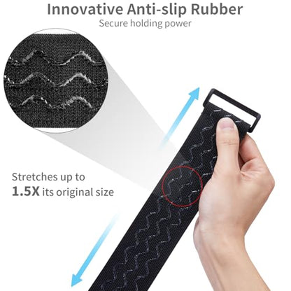 Trilancer Elastic Cinch Straps with Anti-Slip Strips, 3 Size Combo (5-Pack) - size: 3 size combo(12"+18"+24")