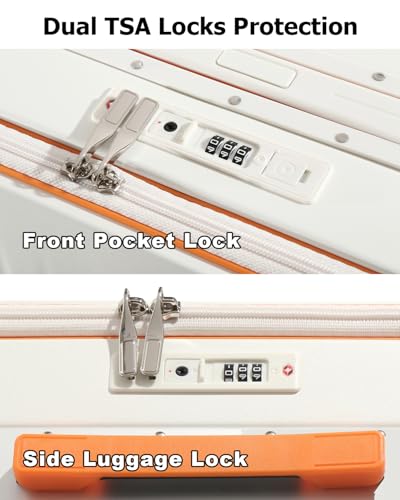 Joyway 20 Inch Top Opening Carry on Luggage with Aluminium Frame, White - color: White