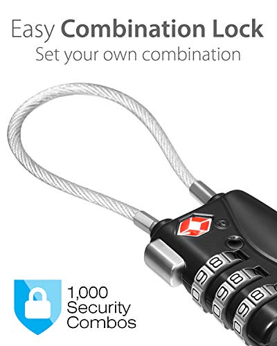 Fosmon TSA Approved Cable Luggage Locks, 3 Digit Combination, 2 Pack Black - style: 3 Digit mini black 2 pack