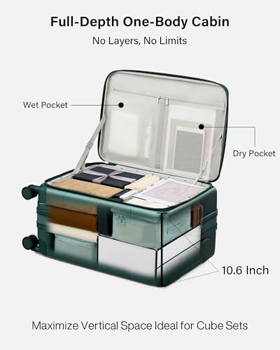 Hanke Hardside Expandable Carry On Luggage, 20 Inch Top Opening Suitcase - color: Blackish Green, size: 20 Inch EXT