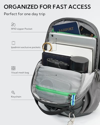 WATERFLY RFID Anti Theft Sling Bag: Small Crossbody Travel Hiking Daypacks - color: B-dark Grey