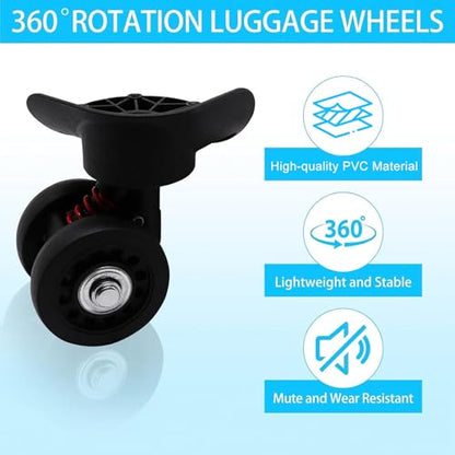 Luggage Wheels Replacement Kit, Suitcase Wheels Replacement with Screws, 360° Rotation Spinner Wheel, Mute Double Row Swivel Wheel for Luggage Suitcase Trolley (Black, 2PCS) - style: C-2pcs