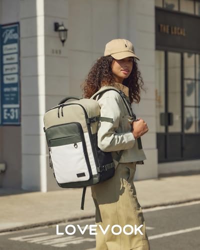 LOVEVOOK 25L Casual Daypack for Women Men, Large Travel Hiking Backpack - color: Pea Green, size: 25L