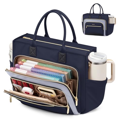 LOVEVOOK Work Tote Bags for Women,Laptop Teacher Bag With File Organizer - color: Navy Blue-light Blue-black, size: 15.6 inch