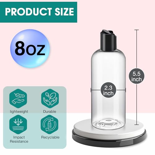3Pcs 8 oz Blue Plastic Travel Bottles with Black Disc Top Caps for Travel - color: Blue, size: 3 Packs