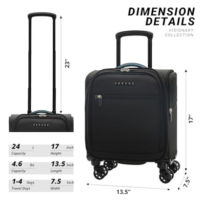 Verage Underseat Carry On Luggage with Wheels,14-Inch,Black - color: Black, size: 14-Inch Compact Underseat