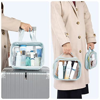 PACKISM Clear Makeup Bag Travel - TSA Approved Toiletry Bag, 3 Grayish Blue - color: 05 Grayish Blue, size: Full Vacation (Mixed Sizes)