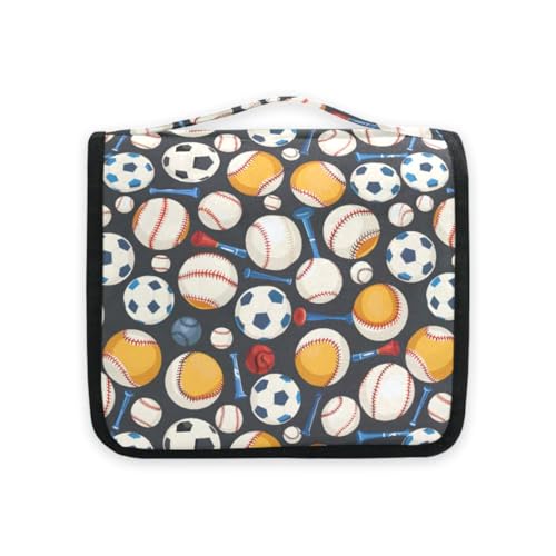 senya Hanging Travel Toiletry Bag Baseball Kit Makeup Case Cosmetics Organizer for Men Women - color: Baseball
