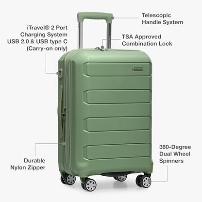 Traveler's Choice Pagosa Hardshell Expandable Luggage with Spinner Wheels, Green, 3-Piece Set (22/27/30) - color: Green, size: 3-Piece Set (22/27/30)