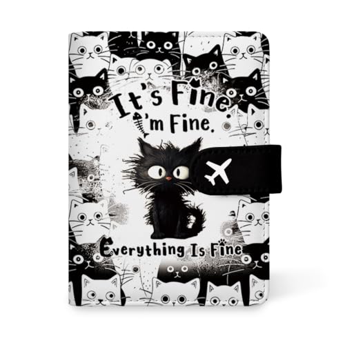 Cat Passport Holder for Travel Essentials, RFID Blocking Wallet Case - color: Cat Fine
