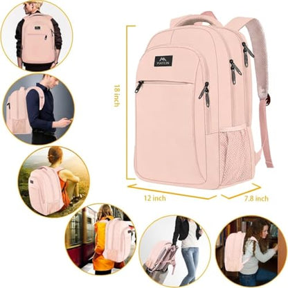 MATEIN Pink 15.6 Inch Laptop Backpack, Cute Computer Travel Bag for Women - color: Pink, size: 15.6 Inch