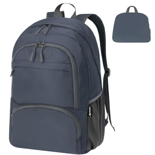 HOLYLUCK 20L lightweight packable Hiking Daypack Foldable Backpack for Men Women Small Travel Outdoor Foldable Shoulder Bag - color: Dark Grey
