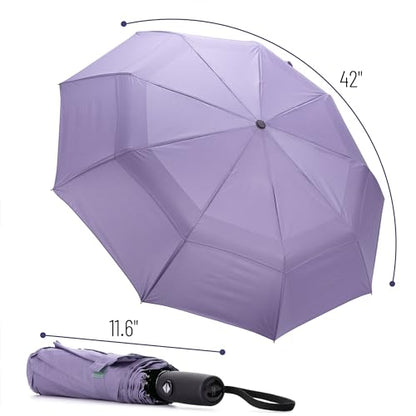 Mr. Pen- Windproof Travel Umbrella, Small Water-Resistant Automatic Folding Umbrella for Rain and Sun, Light, Compact and Portable for Women & Men, Fits Car & Backpack - color: Purple