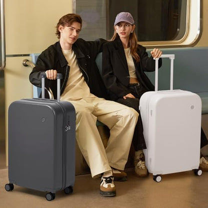 mixi Carry on Luggage, 20'' Suitcase Spinner Wheels Luggage Hardshell Lightweight Rolling Suitcases PC with Cover & TSA Lock for Business Travel, Off White（Slight Pink） - color: Off White(Slight Pink), size: 20 Inch