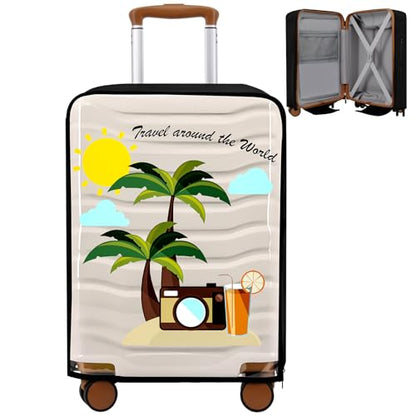 Clear PVC Suitcase Cover Protectors 20 Inch Luggage Covers - color: Coconut Tree-20 inches