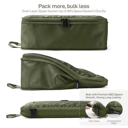 EPICKA TripCozy Compression Packing Cubes, 6 Set, Olive Green - color: Olive Green, size: Set of 6