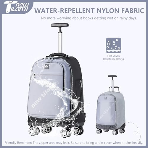 NEW TILAMI 19 Inch Rolling Backpack 4 Spinner Wheels for School Travel Grey - color: Soft Grey