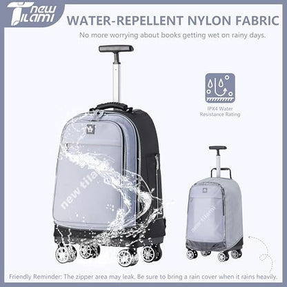 NEW TILAMI 19 Inch Rolling Backpack 4 Spinner Wheels for School Travel Grey - color: Soft Grey