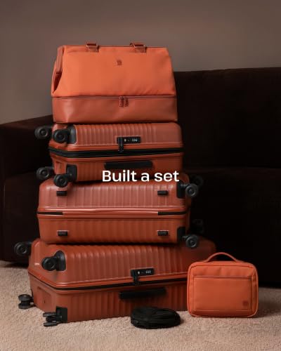 Coolife 6 Piece Travel Set: 3 Suitcases, Duffel, Organizer, Pop-Up Hamper - color: Brown, size: 6-Piece Set