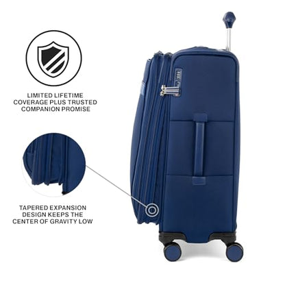Travelpro VersaPack+ Softside Checked Luggage Suitcase, Navy Blue, 25-Inch - color: Estate Blue, size: Checked Medium