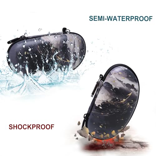 LTGEM Glasses Case Hard Shell, Hard Sunglasses Travel Case for Women Men, Large Eyeglass Cases with Clip and Cleaning Cloth - color: Bamboo Ink
