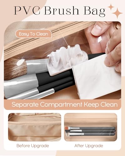 Bistup Makeup Bag Travel Cosmetic Bag Toiletry Make Up Bags Cute Women Large Capacity Big Medium Leather Cow Print Aesthetic Girl Teen Teenage Foldable Expandable Open Flat Zip - color: 5-Cow Print
