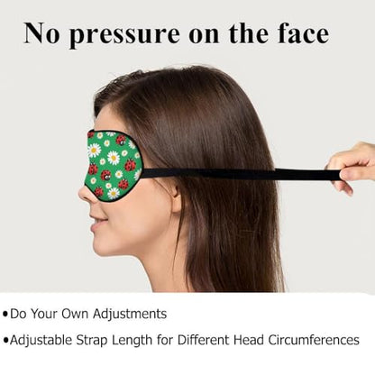 Ladybirds Daisy Sleep Mask Eye Mask Lady Beetle Ladybug Flying Insect Flowers Nature Green Sleep Mask Light Blocking Adjustable Soft Eye Masks for Women Deep Rest Travel - color: Ladybirds Daisy