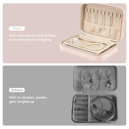 Lolalet Travel Jewelry Case for Women Girls -Medium, Pink - color: Pink, size: Medium (8.46"W*5.71"D*2.17"H)