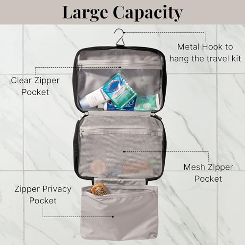 Baggallini Large Hanging Travel Toiletry Kit - Lightweight 8x11 Inch Makeup Bag - color: French Navy