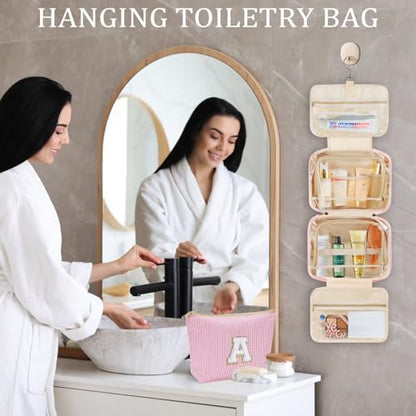 YOOLIFE Hanging Toiletry Bag - Large Capacity Personalized Travel Toiletry Bag for Women, Cruise Ship Essentials - Letter S, Purple - color: Purple, style: S