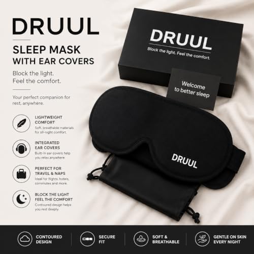 Blackout Sleep Mask with Ear Covers for Travel & Everyday Rest