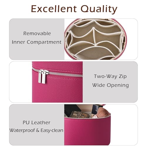 RSRSLEII Waterproof PU Leather Makeup Bag,Portable Toiletry Bag(05Hot Pink) - color: 05Hot Pink